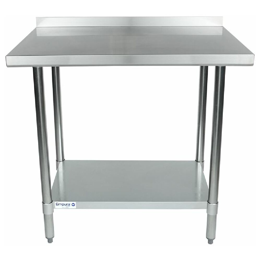 Stainless Steel Work Table with Undershelf and Backsplash by Empura Economy Work