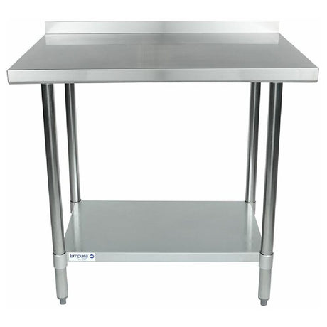 Stainless Steel Work Table with Undershelf and Backsplash by Empura Economy Work