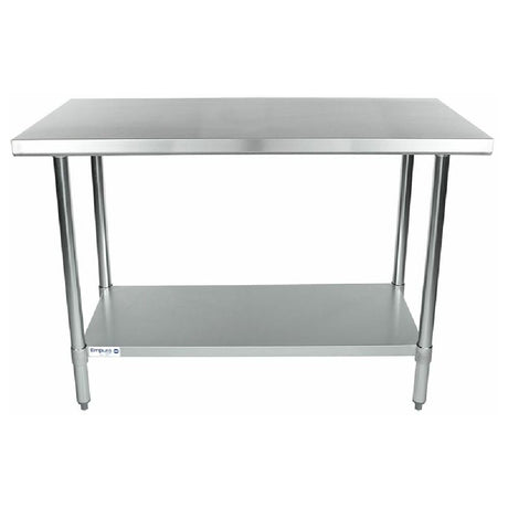 Stainless Steel work table with undershelf and four legs for the Empura Economy Work Table