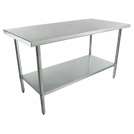 Stainless steel work table with undershelf and four legs, Empura Economy Work Table