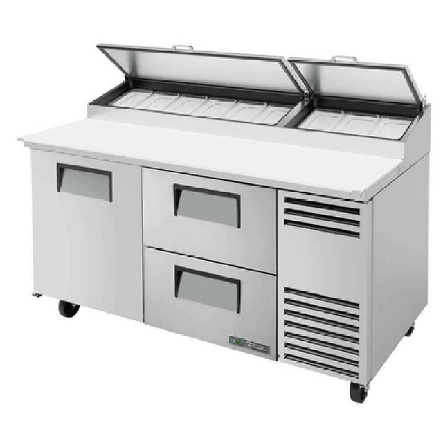 True Refrigeration TPP-AT-67D-2-HC_LH Pizza Prep 33 41°F Pan Rail