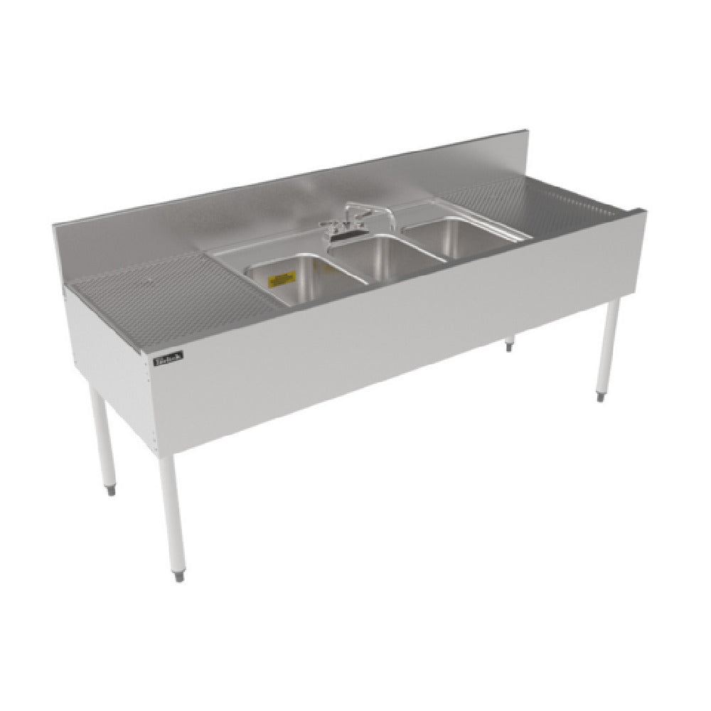 Perlick TSF72M3-DB - TSF Series Underbar Multi-tank Sink Unit, Three 18 Gauge Stainless Steel Compartment