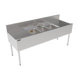 Perlick TSF72M3-DB - TSF Series Underbar Multi-tank Sink Unit, Three 18 Gauge Stainless Steel Compartment