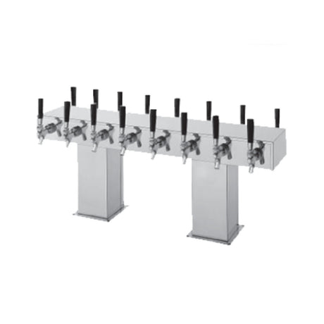 Perlick 4006-16BX16B - Back-to-Back Bridge Tee Draft Beer Tower, Countertop, 47-13/16"W X 12-15/16"H