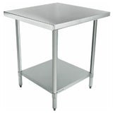 Stainless steel economy work table with two tiers and plastic adjustable bullet feet