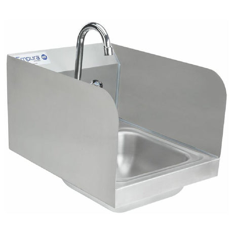 Stainless Steel Hand Sink EHS12SP Wall Mounted with Gooseneck Faucet and Splash Guards