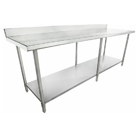 Stainless Steel Empura Super Duty Work Table with Backsplash and Lower Shelf, 30’’ x 96’’