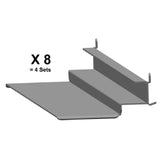 Metal shelf bracket with three horizontal mounting surfaces for universal pan slides