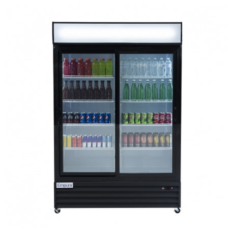 Empura Refrigeration ESM-42B Black Sliding Glass Door Merchandiser Refrigerator With 2 Doors