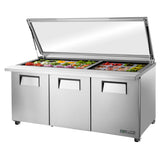 True Mfg. - General Foodservice TSSU-72-30M-B-ST-FGLID-HC - Mega Top Sandwich/Salad Unit