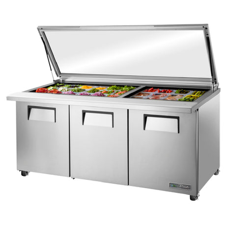 True Mfg. - General Foodservice TSSU-72-30M-B-ST-FGLID-HC - Mega Top Sandwich/Salad Unit