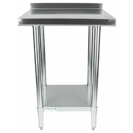 Stainless Steel prep table with backsplash and lower shelf, Empura EWT2B2424 Economy Work Table