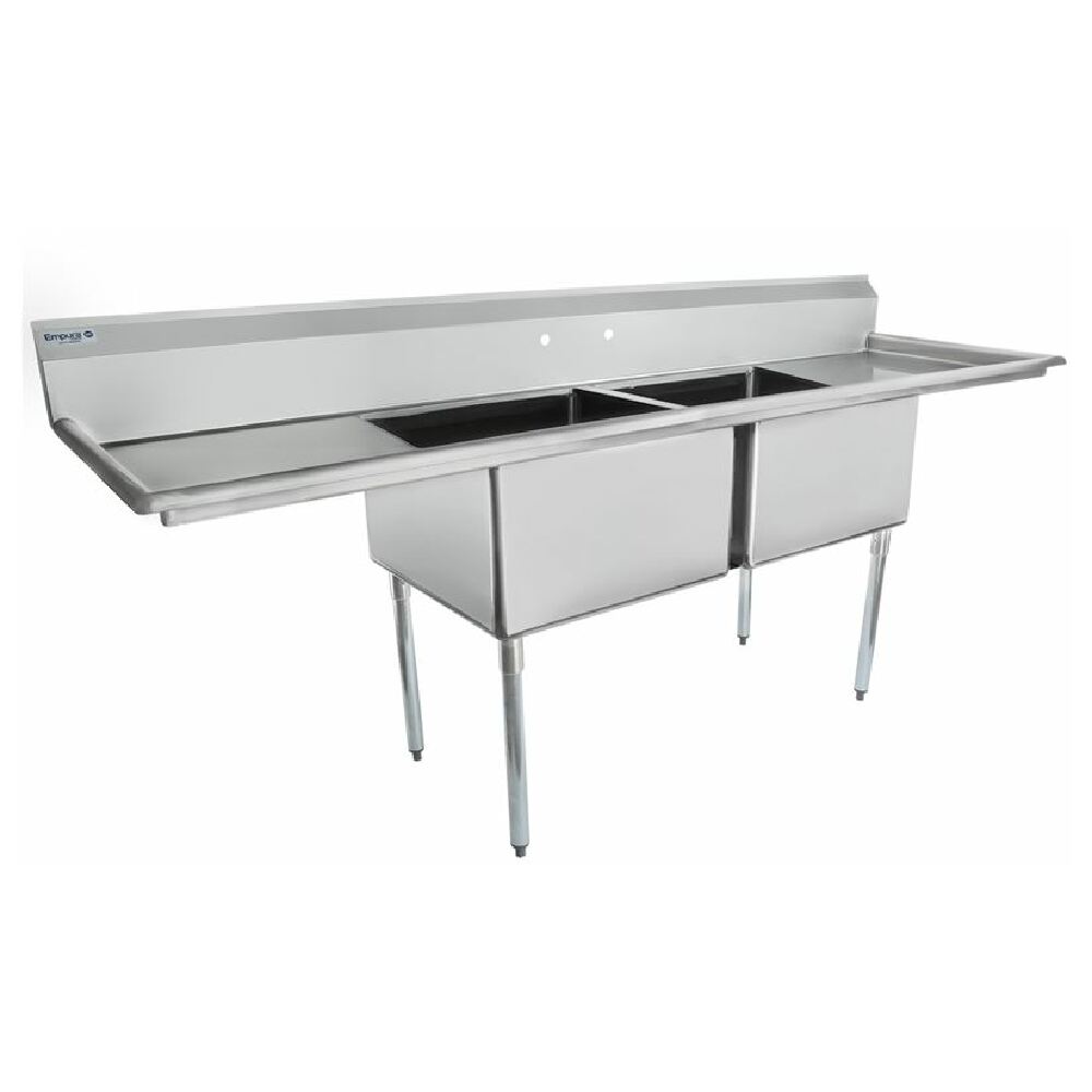 Stainless Steel Commercial Sink with Two Basins - Empura Stainless ESD22424LR24 Standard Duty