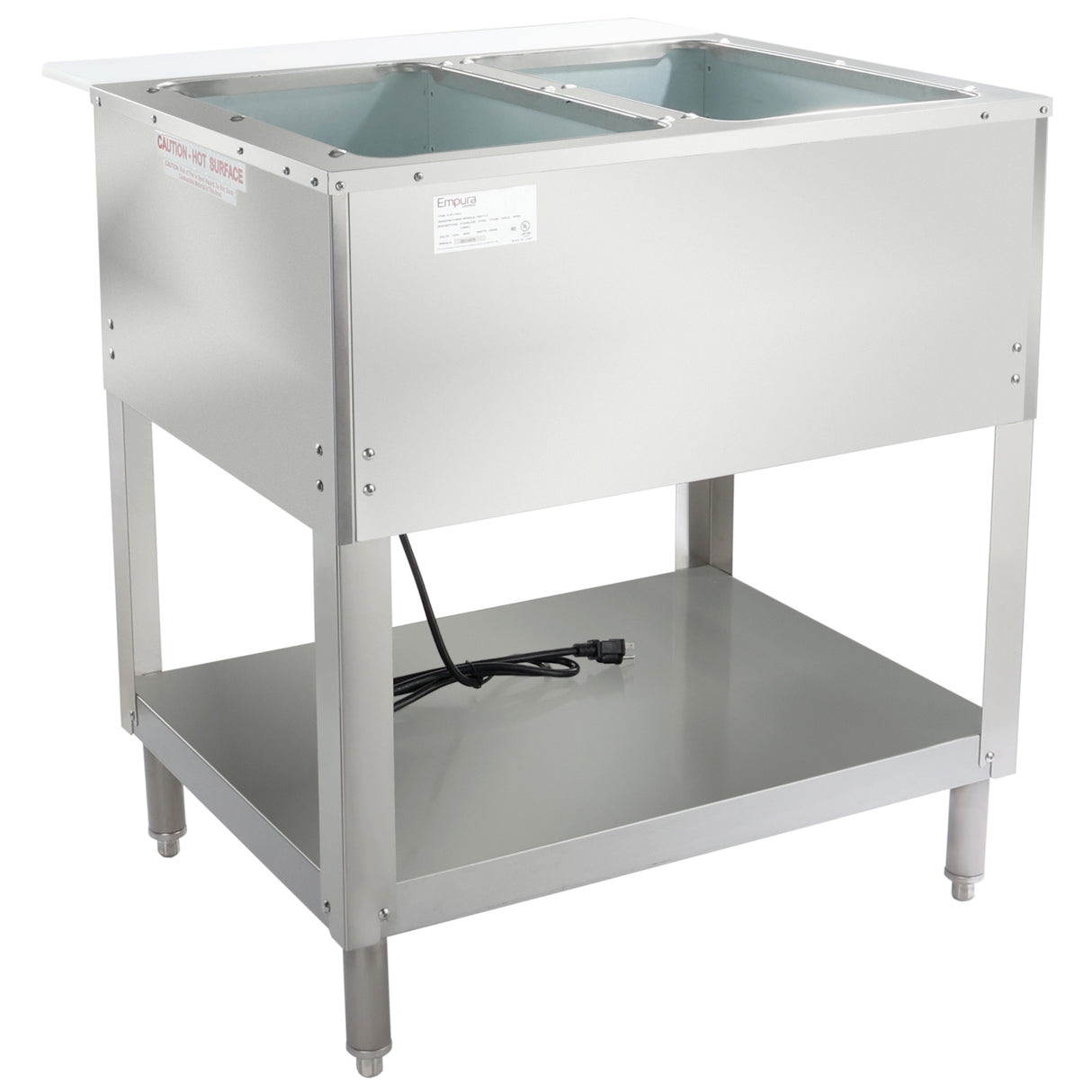 Empura Equipment E-ST-120/2 Steam Table 33"W X 31"D X 34.25"H Stainless Steel