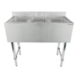 Empura Stainless EB3B101410 Underbar Sink (3) Bowls (10" X 14" X 10") 3 Compartment
