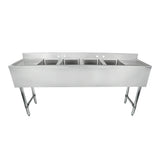 Empura Stainless EB4B101410LR Underbar Sink (10" X 14" X 10") 13" 4 Compartment
