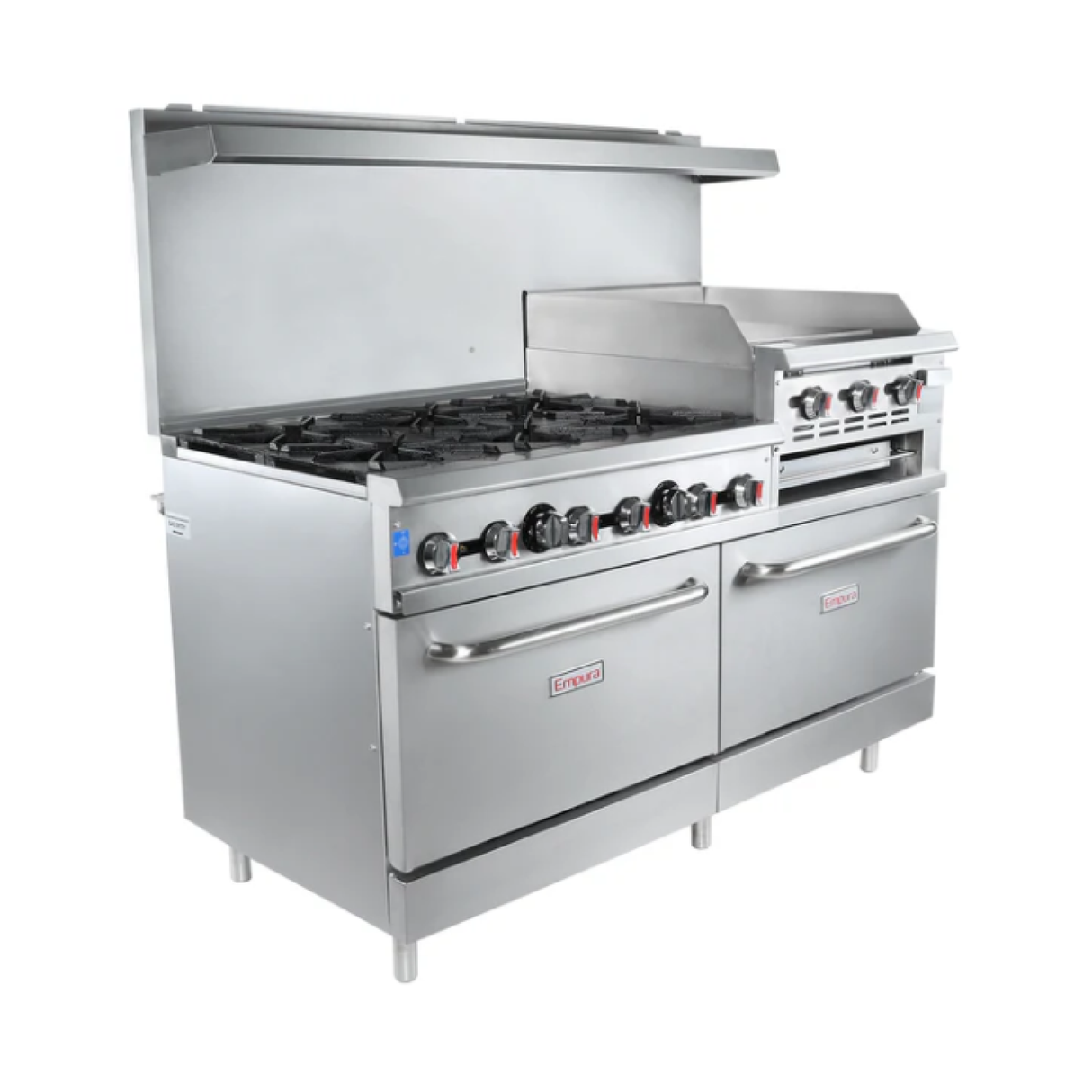 Empura Stainless EGR60-GS24/LP Empura Liquid Propane 6-burner Range With 24" Raised 3-burner Griddle And Salamander