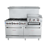 Empura Stainless EGR60-GS24/LP Empura Liquid Propane 6-burner Range With 24" Raised 3-burner Griddle And Salamander