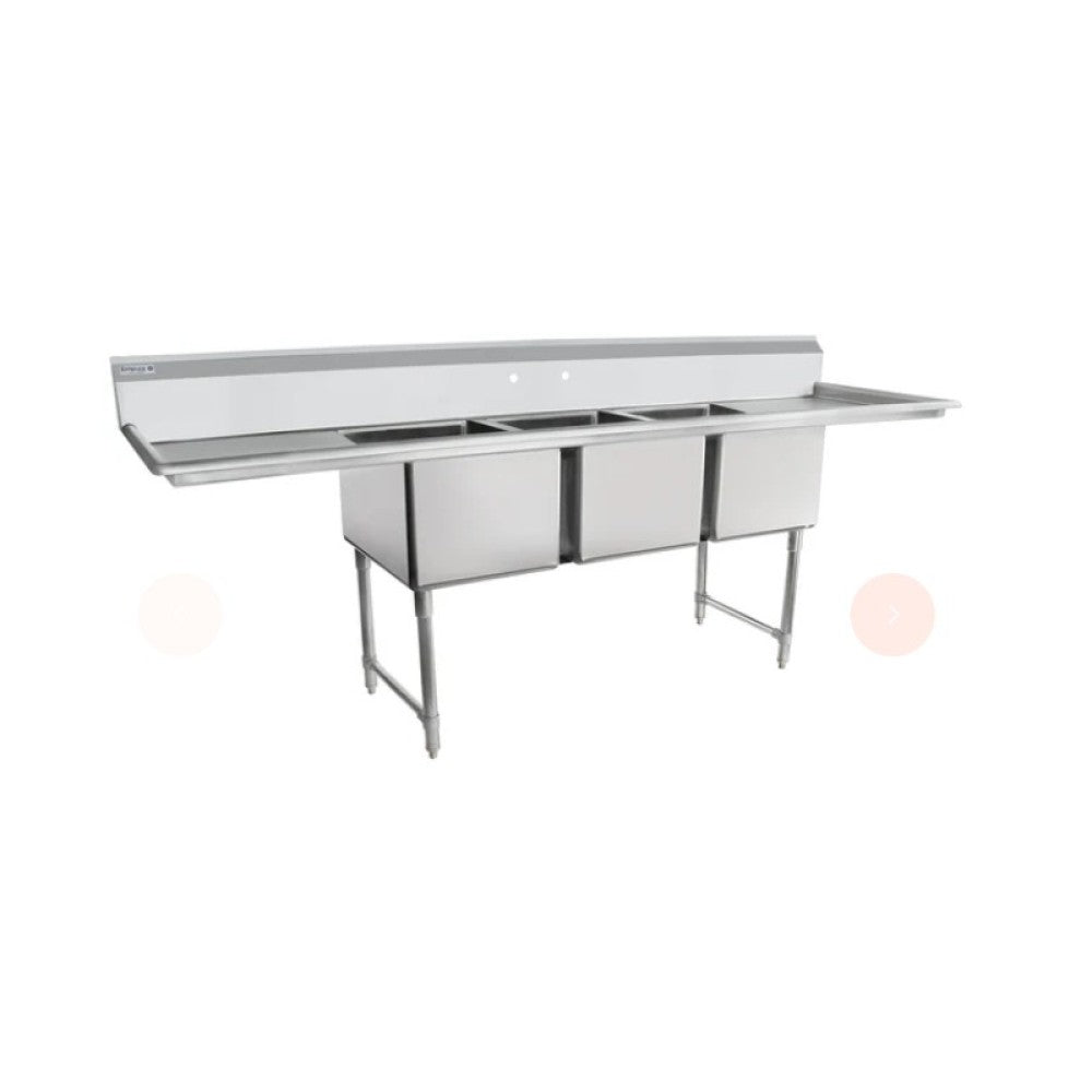 Empura Stainless EHD31824LR24 Sink 106"W X 29.5"D X 44.25"H (3) Compartment