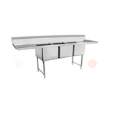 Empura Stainless EHD31824LR24 Sink 106"W X 29.5"D X 44.25"H (3) Compartment