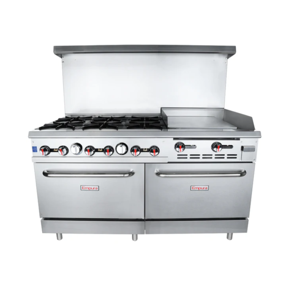 Empura Equipment E-GR-6024G_NG 60-Inch Wide Gas Restaurant Range With 24" X 21" Griddle Top 280000 BTU