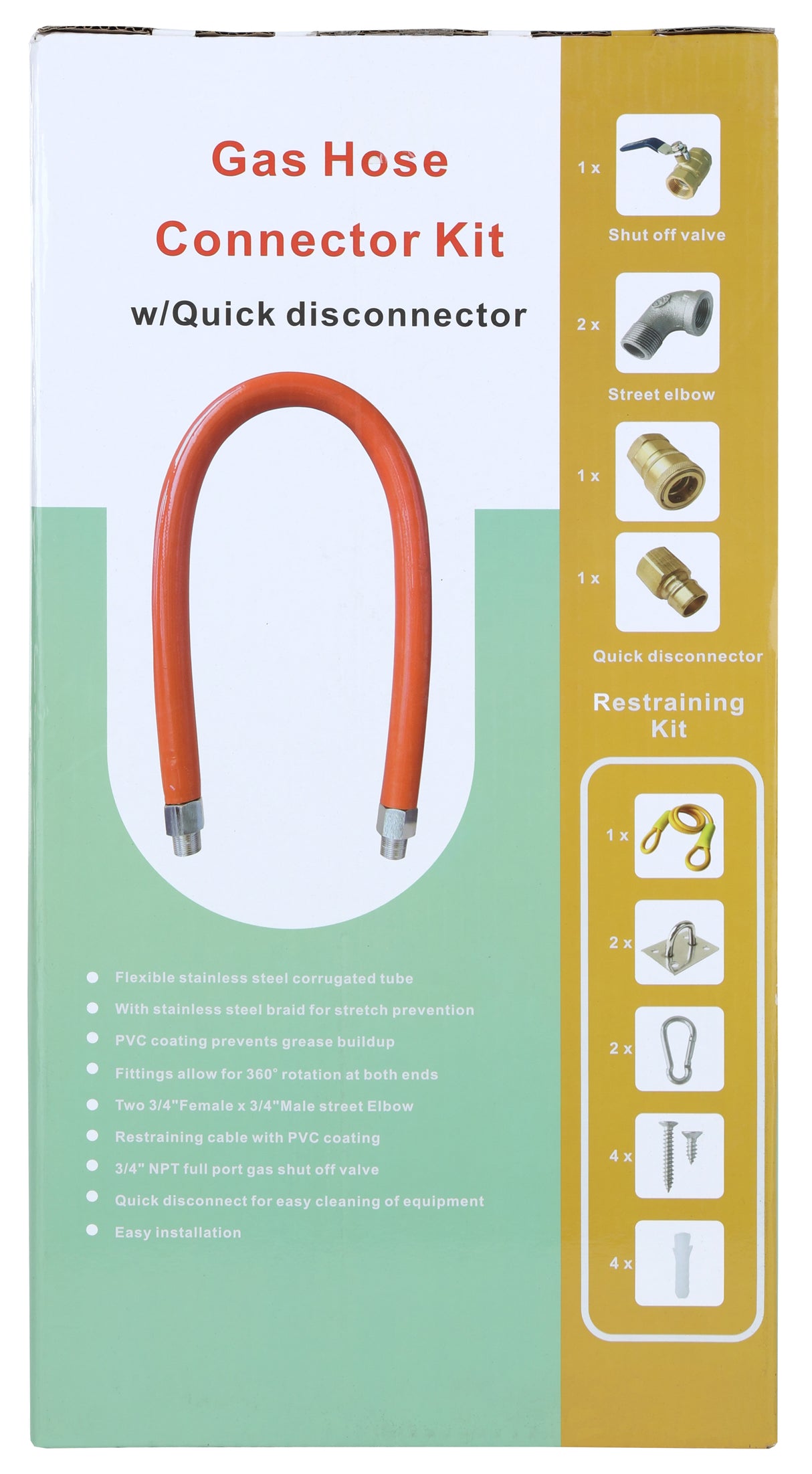 Empura Equipment EMGCK36 Gas Connector Hose Kit / Assembly 36" Mobile Gas Connector Hose Kit With 2 Elbows