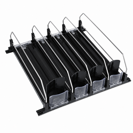 Optional Black 4 Lane Pusher Pre-Assembled Bundle Per Shelf Add-on Accessory Compatible With SS-P300WA-B