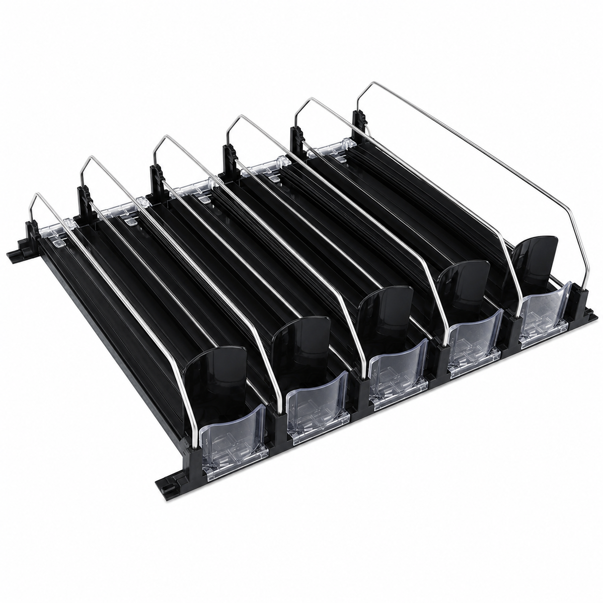 Optional Black 5 Lane Pusher Pre-Assembled Bundle Per Shelf Add-on Accessory Compatible With SS-P210WA-B