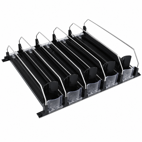 Optional Black 5 Lane Pusher Pre-Assembled Bundle Per Shelf Add-on Accessory Compatible With SS-P210WA-B