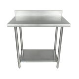 Empura Stainless SWT4B2436 Work Table 36"W X 24"D X 35"H Super Duty 4 Inch Backsplash