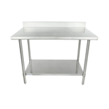 Empura Stainless SWT4B3048 Work Table 48"W X 30"D X 35"H Super Duty 4 Inch Backsplash