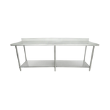 Empura Stainless SWT4B3096 Work Table 96"W X 30"D X 35"H Super Duty 4 Inch Backsplash
