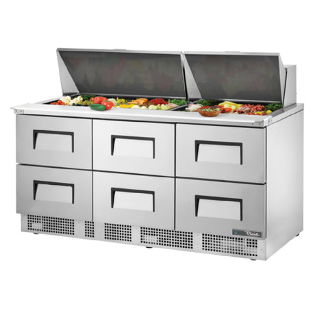 True Mfg. - General Foodservice TFP-72-30M-D-6-HC - Sandwich/Salad Unit, Three-section