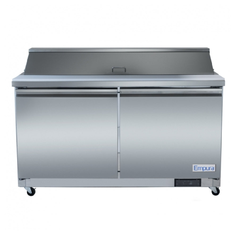 Empura Refrigeration E-KSP60M Stainless Steel Mega Top Sandwich/Salad Table Refrigerator With 2 Solid Doors