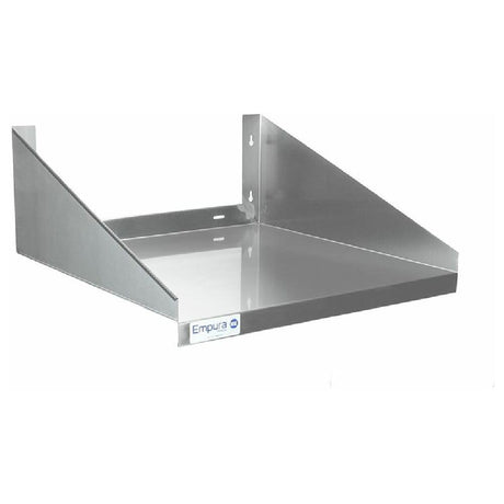 Stainless steel wall mount microwave shelf 2424WMS18G with raised edges for durability