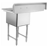 Stainless Steel Commercial Sink with Drainboard on Metal Legs, Empura EHD11818L18 Heavy Duty