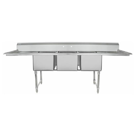 Heavy duty Empura Stainless EHD31824LR24 sink with three compartments and drainboards