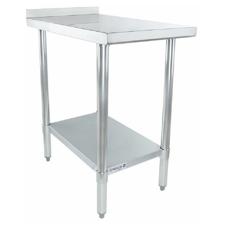 Empura FT1830E Filler Table with backsplash and lower shelf in stainless steel