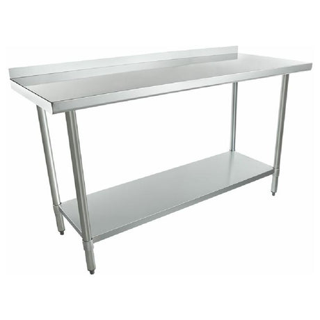 Stainless steel work table with backsplash and lower shelf for Empura Economy Work Table