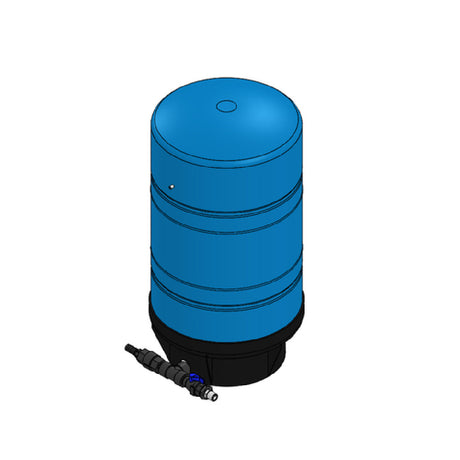 Blue cylindrical buffer tank assembly with black base and valve, Everpure BTA-16