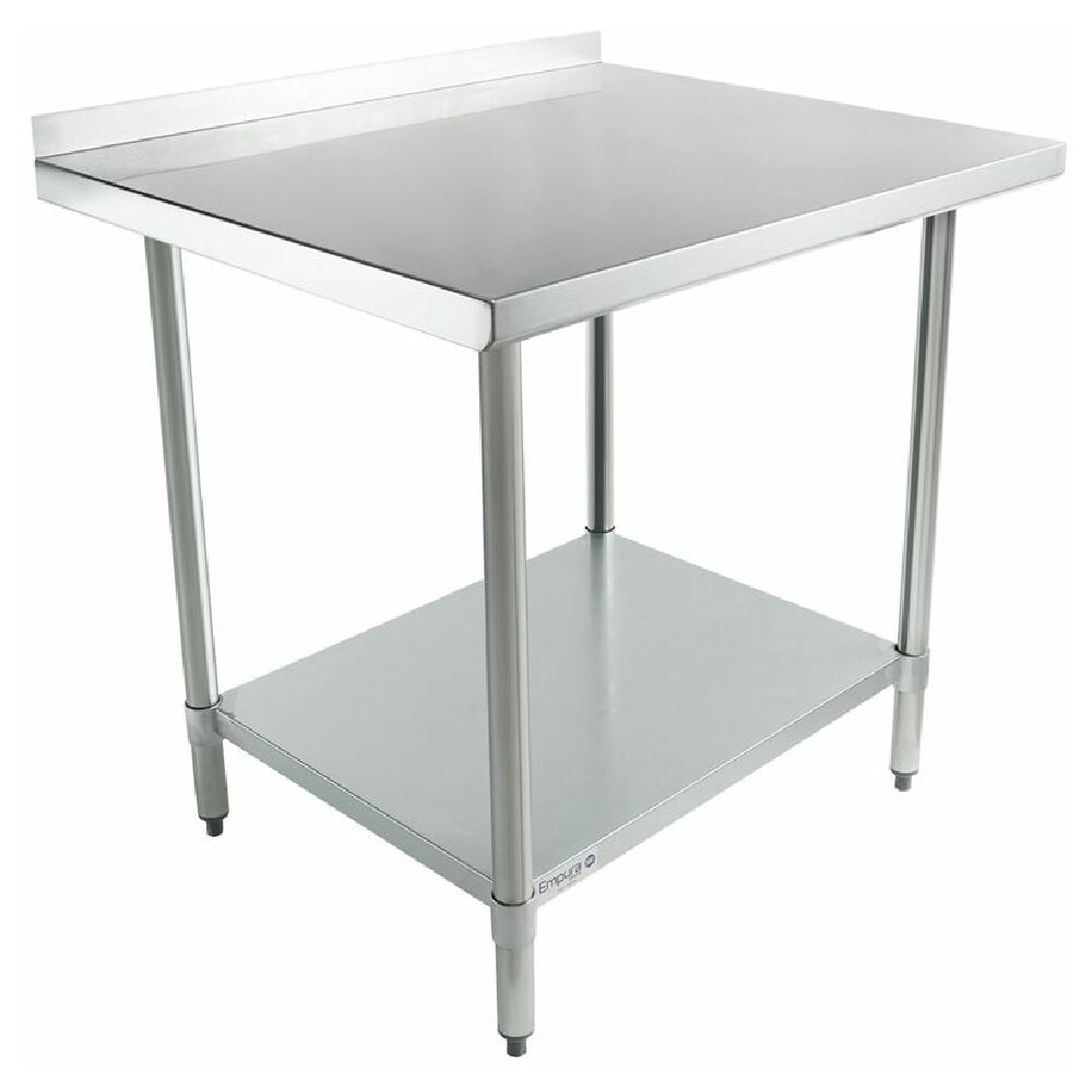 Empura Stainless EWTB3030 Empura ECONOMY Work Table 30" X 30" 2 Inch Backsplash Plastic Adjustable Bullet Feet