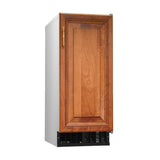 Wood-paneled refrigerator unit featuring Hoshizaki AM-50BAJ-DS Ice Maker with single door