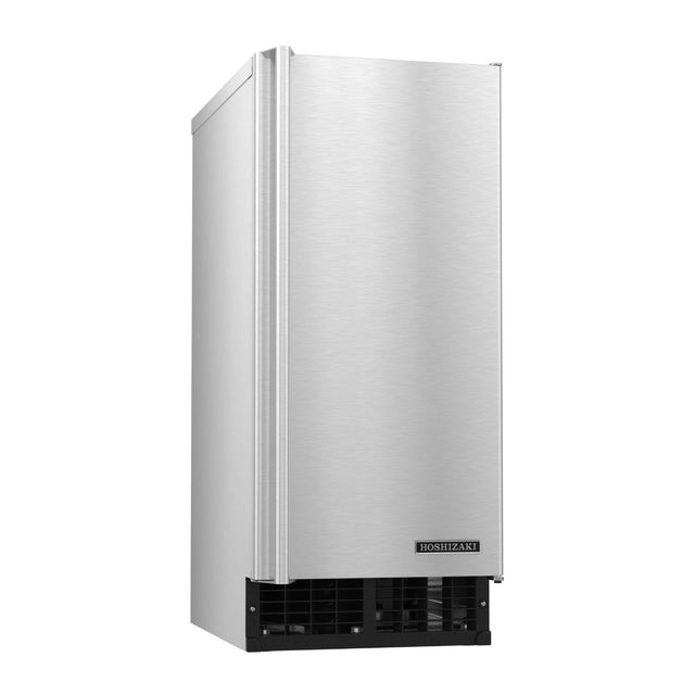 Stainless steel ice maker with black base panel, Hoshizaki C-80BAJ-AD self-contained condenser