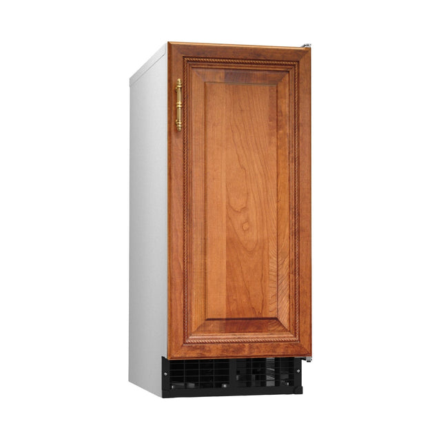 Wood-paneled C-80BAJ-ADDS ice maker with single door and self-contained condenser unit