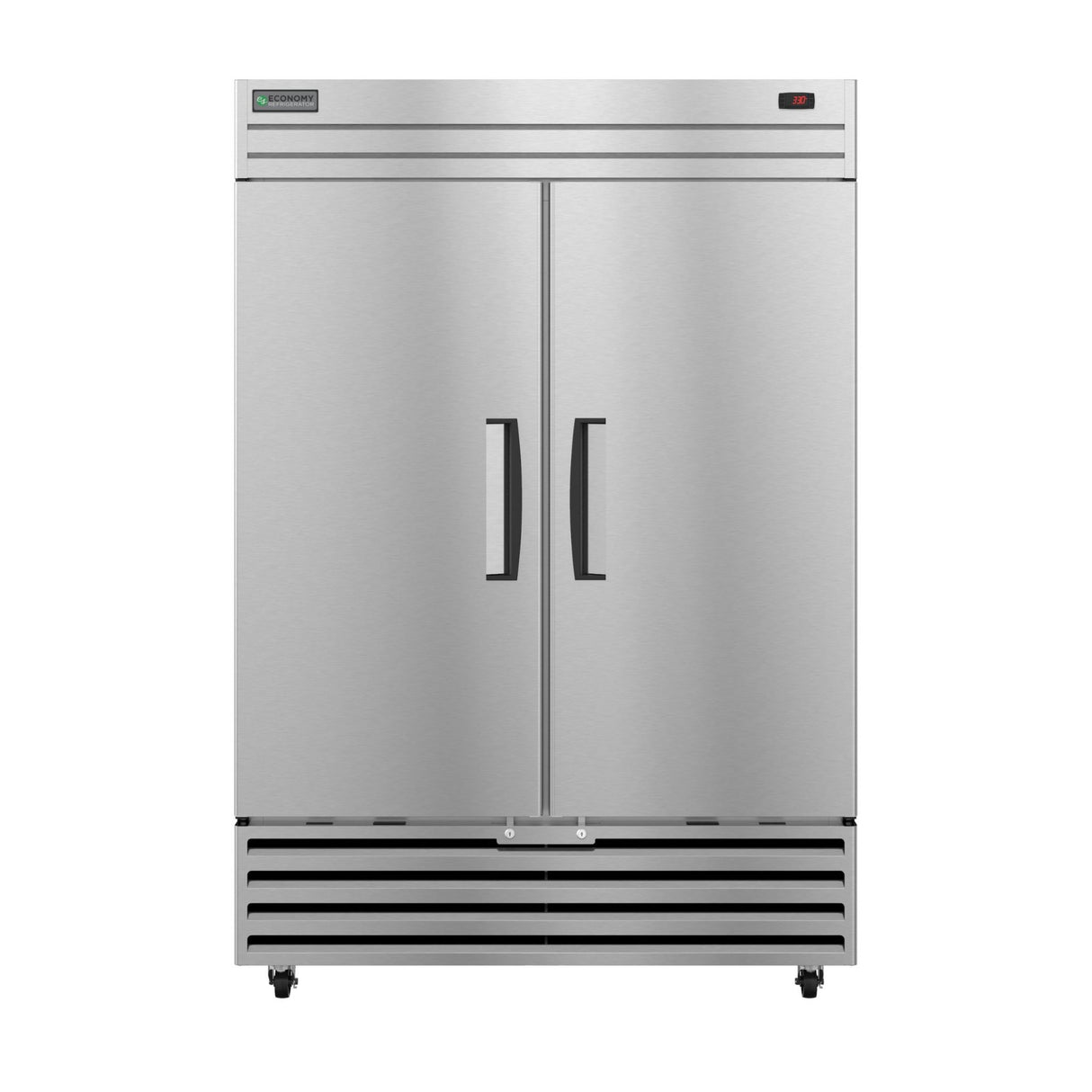 Stainless steel Hoshizaki Economy Series Refrigerator with double doors and bottom ventilation