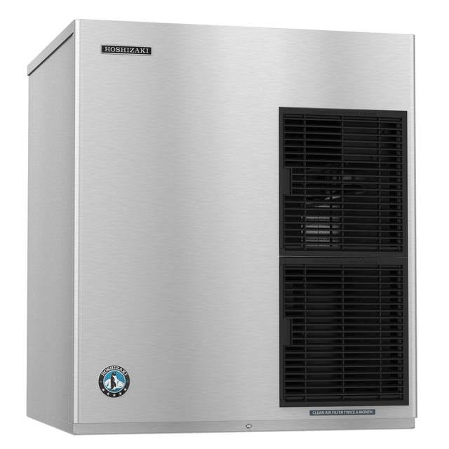 Stainless steel Hoshizaki F-1501MAJ ice maker with black ventilation panels