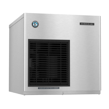 Stainless steel Hoshizaki F-450MAJ ice maker with black ventilation panel