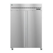 Stainless steel double-door commercial refrigerator on wheels from Steelheart Series Freezer