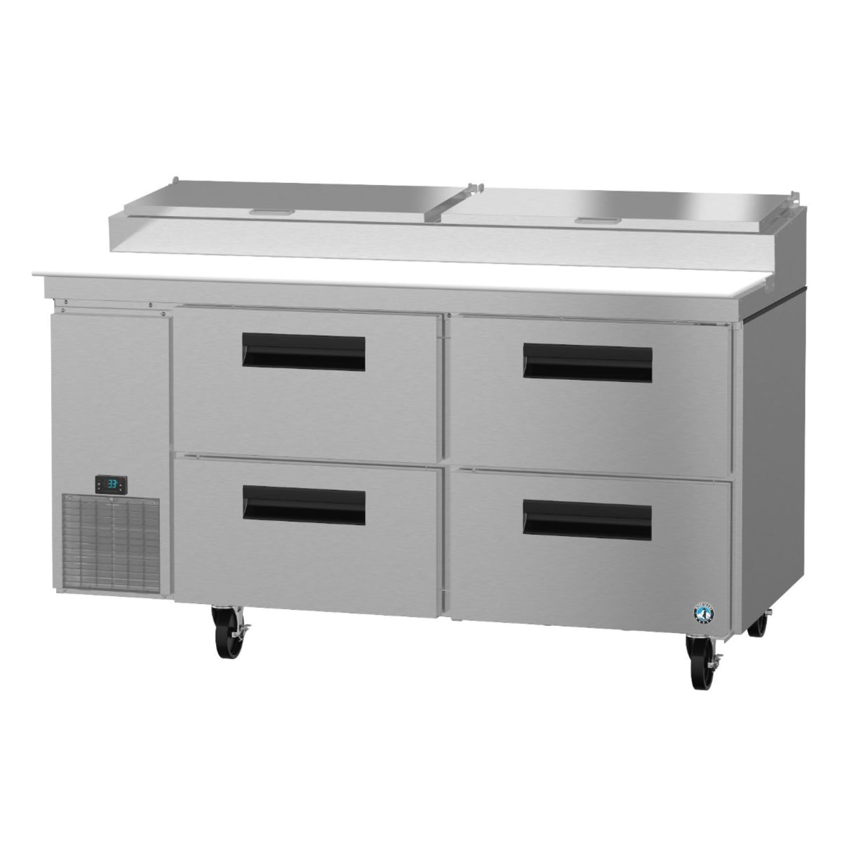 Stainless Steel commercial pizza prep table with drawers from Hoshizaki Steelheart Series Pizza