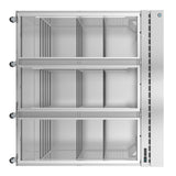 Empty stainless steel commercial refrigerator shelving unit in Hoshizaki Steelheart Series